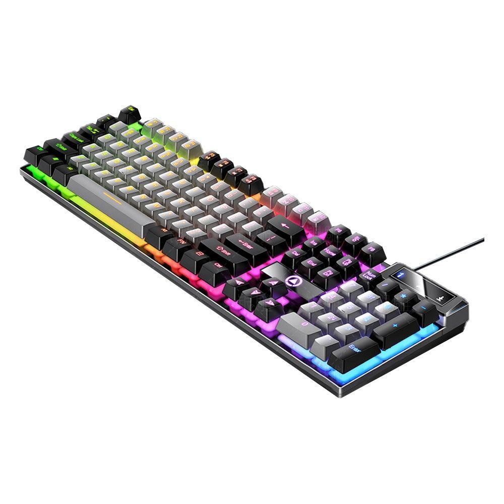 104 Keys Mechanical Gaming Keyboard Wired Backlit Keyboard Hot-Swap Mechanical Keyboard Wired Gaming Keyboard with Number Pad -Grey