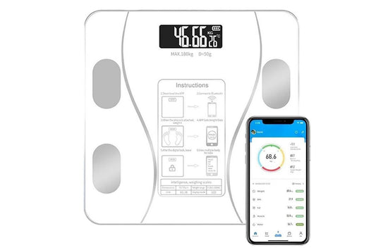 Smart Digital Bathroom Body Fat Scale 180KG Bluetooth Scales Weight -White