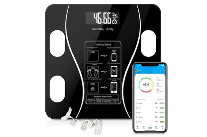 Smart Digital Bathroom Body Fat Scale 180KG Bluetooth Scales Weight -Black
