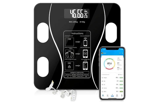 Smart Digital Bathroom Body Fat Scale 180KG Bluetooth Scales Weight -Black