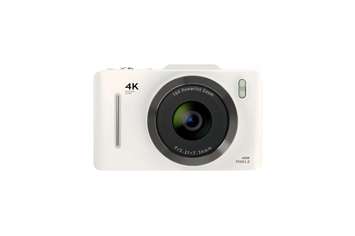 Digital Camera 4K Vlogging Camera for Photography with 32GB Card 48MP Portable Digital Camera with 16X Zoom - White