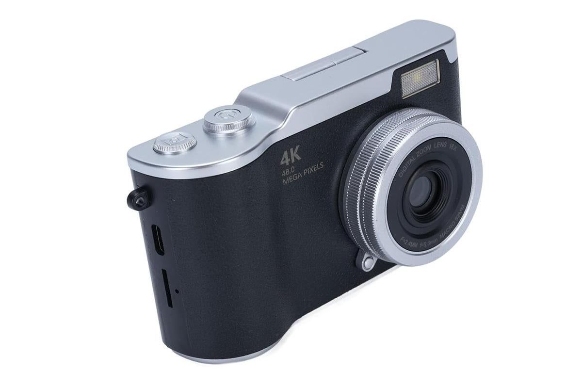 HD 1080P Flip Screen Retro Digital Camera 2.4-inch Display with 64GB TF Card - Black