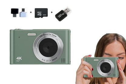 4K HD Digital Camera for Photography and Video Vlogging Camera Camera with 32G Memory Card 16X Digital Zoom -Green