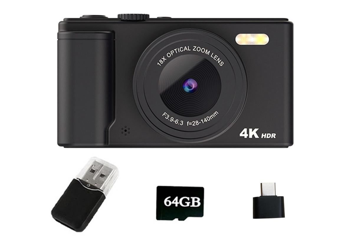 4K Digital Camera Flip Screen Autofocus for Vlogging and Photography Beginners - Black