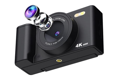4K Digital Camera Flip Screen Autofocus for Vlogging and Photography Beginners - Black