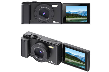 4K Digital Camera Flip Screen Autofocus for Vlogging and Photography Beginners - Black
