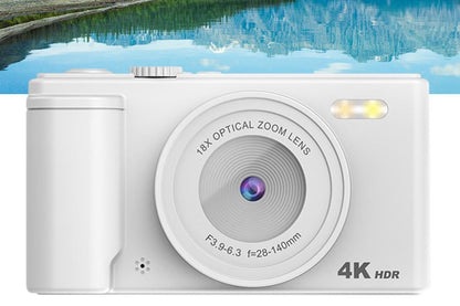 4K Digital Camera Flip Screen Autofocus for Vlogging and Photography Beginners - White