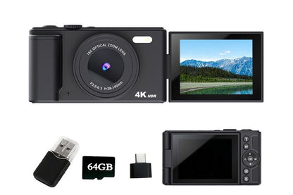 4K Digital Camera Flip Screen Autofocus for Vlogging and Photography Beginners - White