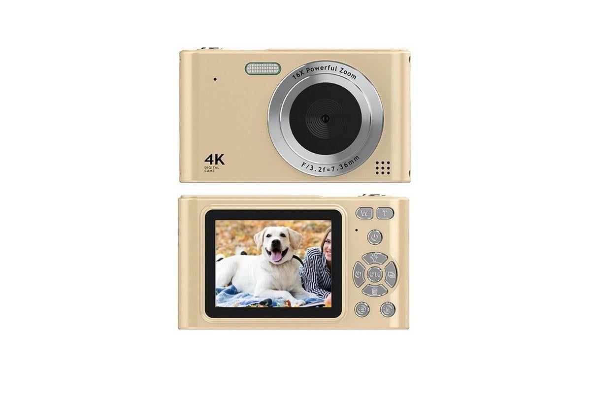 4K Digital Camera for Photography Vlogging Camera for YouTube Video 16X Digital Zoom with 32G Memory Card - Gold