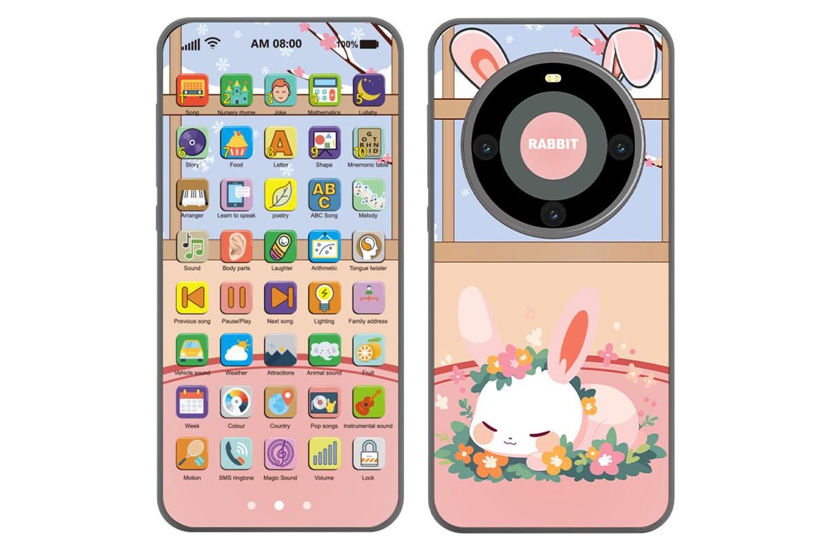 Learning Phone Toy with Over 10000 Educational Contents Touch Screen Early Education Gift for 3 year old+ - Rabbit