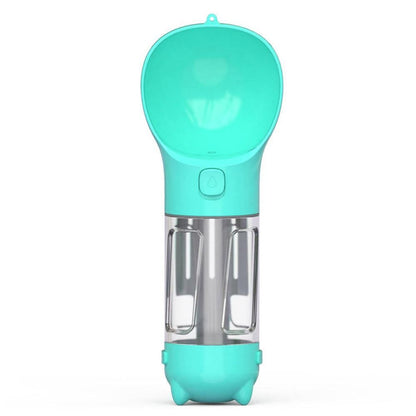 4 in 1 Pet Feeder Dog Cat Puppy Water Bottle Cup Travel Pooper Scooper Outdoor Blue 300ml