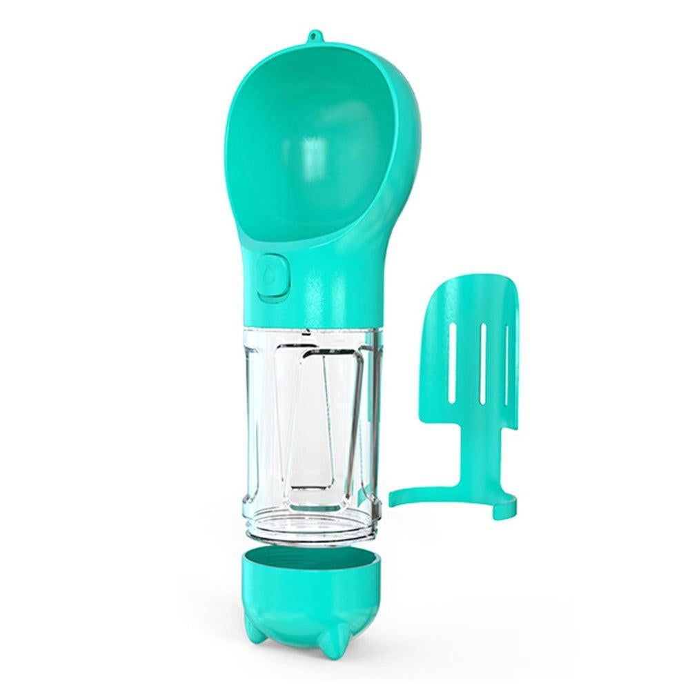 4 in 1 Pet Feeder Dog Cat Puppy Water Bottle Cup Travel Pooper Scooper Outdoor Blue 300ml