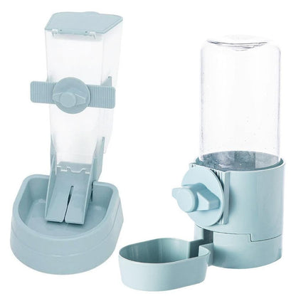 Automatic Food Water Dispenser Set Pet Feeder Bowl Set for Cage Light Blue