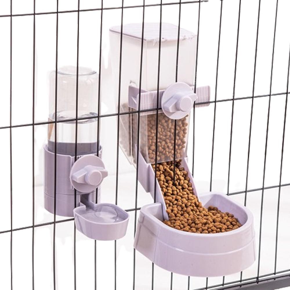 Automatic Food Water Dispenser Set Pet Feeder Bowl Set for Cage Light Blue