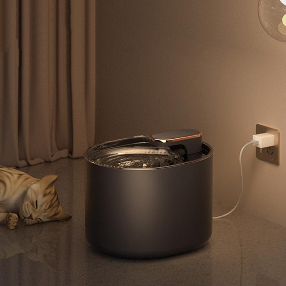 Pet Water Fountain Cat Dog Automatic Electric Drinking Dispenser with Red Light Indicator Black