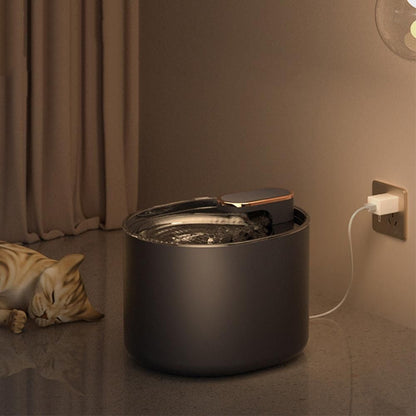 Pet Water Fountain Cat Dog Automatic Electric Drinking Dispenser with Red Light Indicator Black