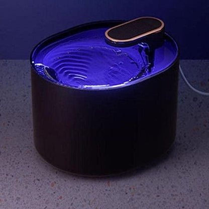 Pet Water Fountain Cat Dog Automatic Electric Drinking Dispenser with Red Light Indicator Black