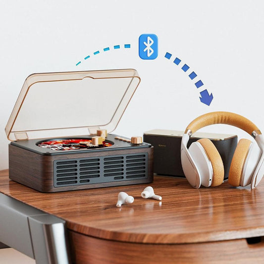 Retro CD Music Player with Bluetooth and FM Radio Multifunctional Home Audio System Brown