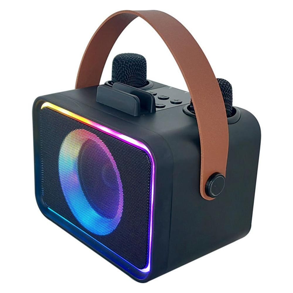 Mini Karaoke Machine Portable Bluetooth Speaker with 2 Wireless Mic