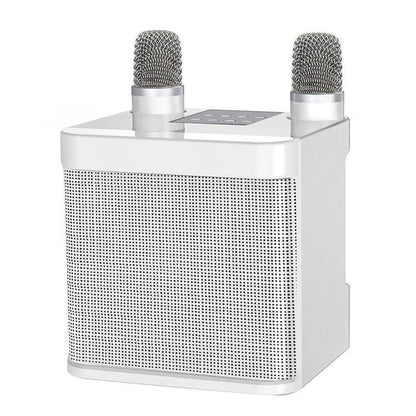 Portable Karaoke Machine with 2 Wireless Microphones Portable Bluetooth Speaker for Family Party Singing White