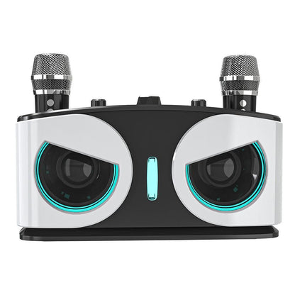 Wireless Bluetooth Karaoke Speaker with 2 Microphone Home KTV Set White