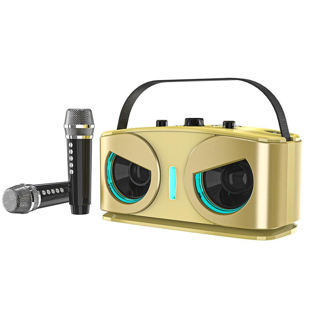 Wireless Bluetooth Karaoke Speaker with 2 Microphone Home KTV Set White