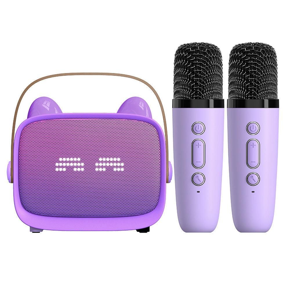 Mini Karaoke Machine - Portable MP3 Player with 2 Wireless Mics Toys & Gifts Purple