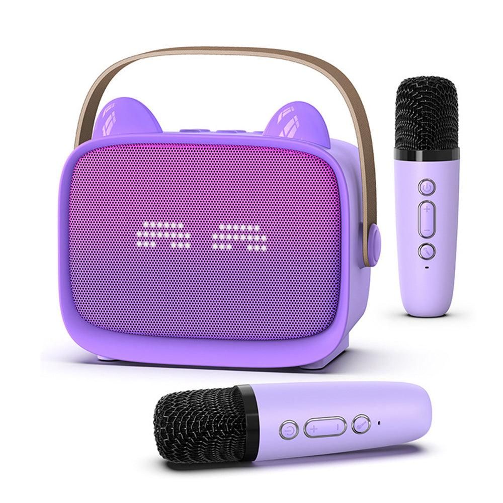Mini Karaoke Machine - Portable MP3 Player with 2 Wireless Mics Toys & Gifts Purple