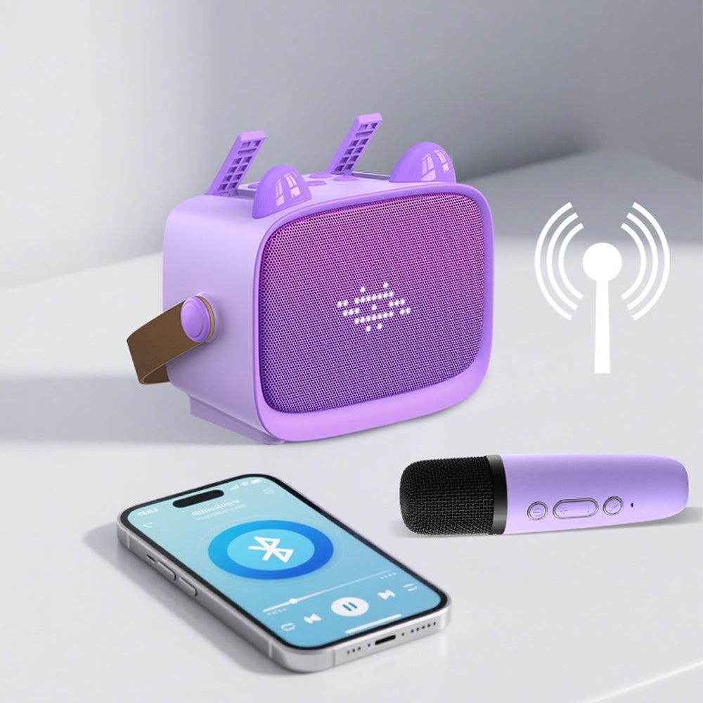 Mini Karaoke Machine - Portable MP3 Player with 2 Wireless Mics Toys & Gifts Purple