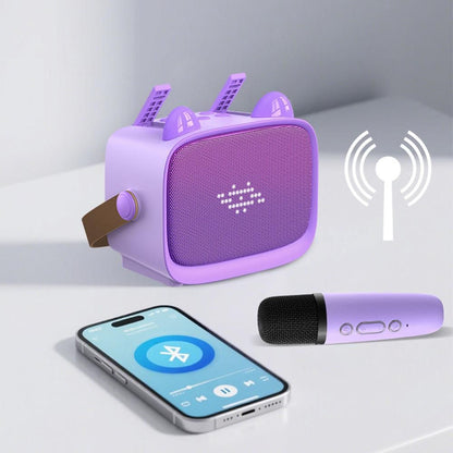 Mini Karaoke Machine - Portable MP3 Player with 2 Wireless Mics Toys & Gifts Purple