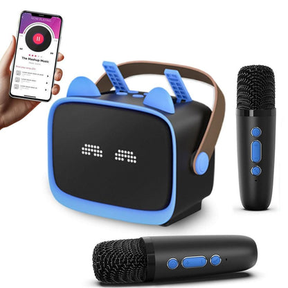 Mini Karaoke Machine - Portable MP3 Player with 2 Wireless Mics Toys & Gifts Purple