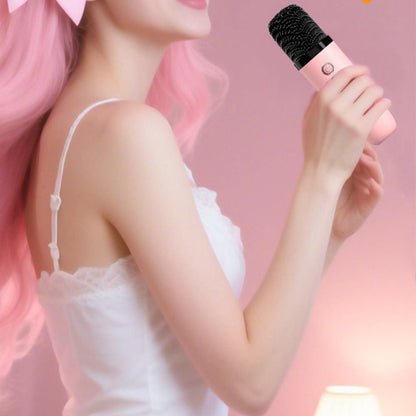 Mini Karaoke Machine - Portable MP3 Player with 2 Wireless Mics Toys & Gifts Pink
