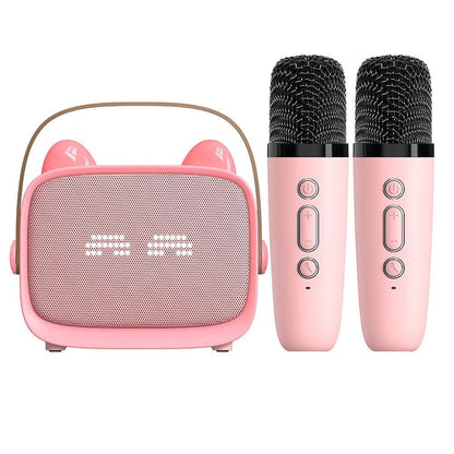 Mini Karaoke Machine - Portable MP3 Player with 2 Wireless Mics Toys & Gifts Pink