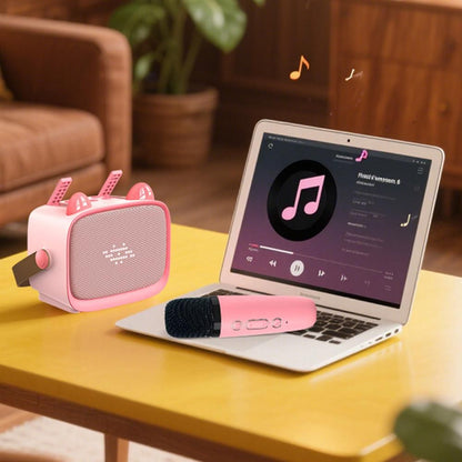 Mini Karaoke Machine - Portable MP3 Player with 2 Wireless Mics Toys & Gifts Pink