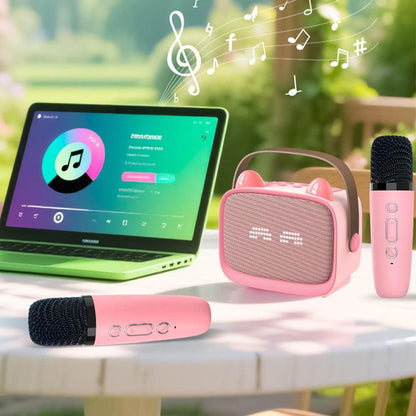 Mini Karaoke Machine - Portable MP3 Player with 2 Wireless Mics Toys & Gifts Pink