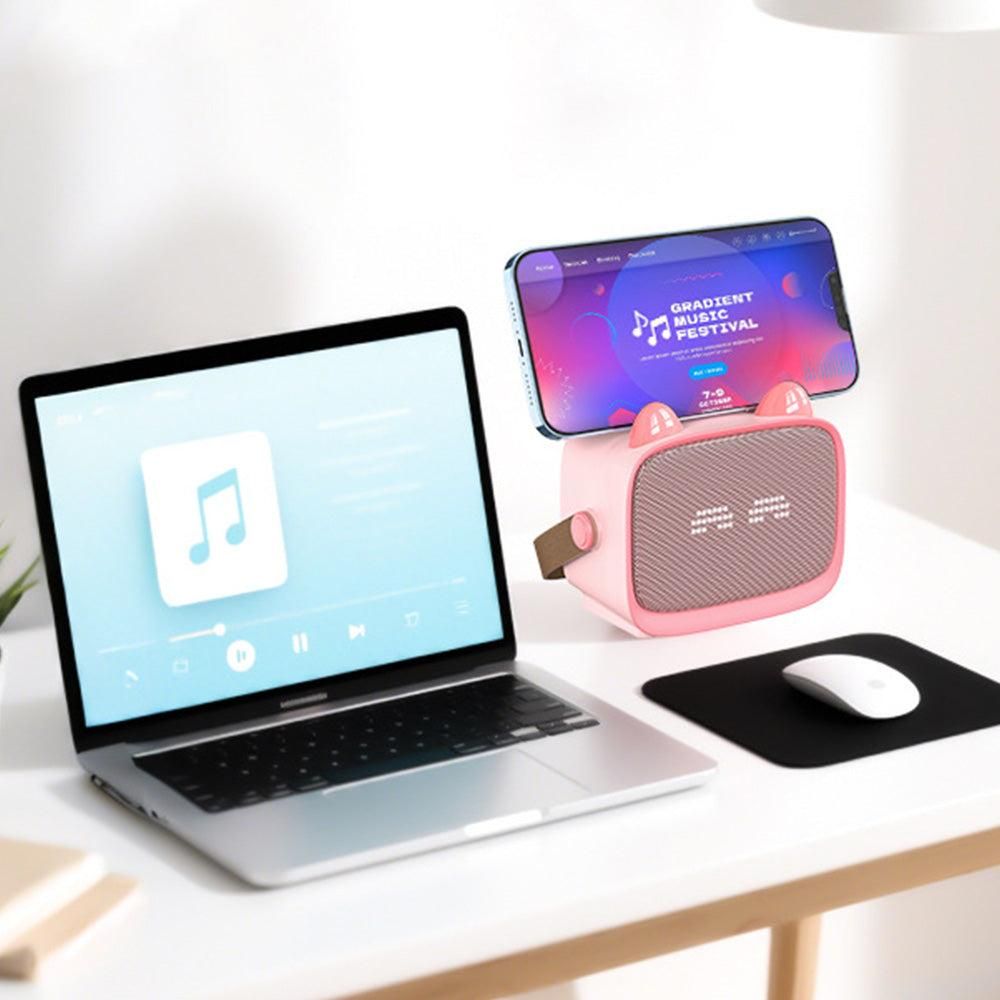 Mini Karaoke Machine - Portable MP3 Player with 2 Wireless Mics Toys & Gifts Pink