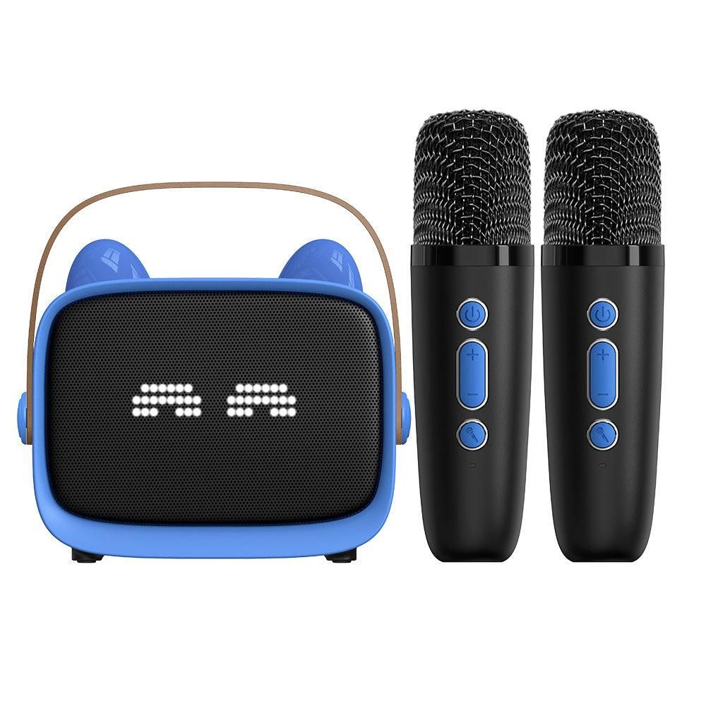 Mini Karaoke Machine - Portable MP3 Player with 2 Wireless Mics Toys & Gifts Blue