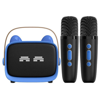 Mini Karaoke Machine - Portable MP3 Player with 2 Wireless Mics Toys & Gifts Blue