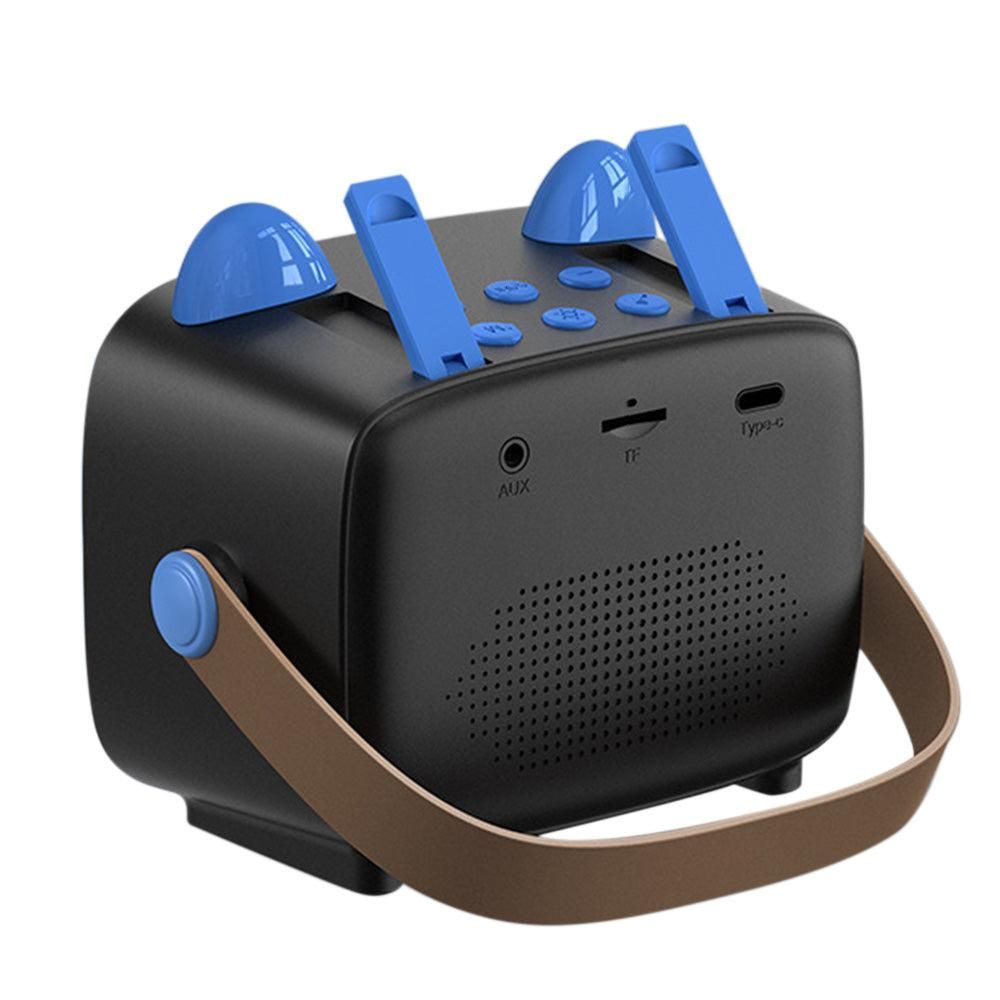 Mini Karaoke Machine - Portable MP3 Player with 2 Wireless Mics Toys & Gifts Blue