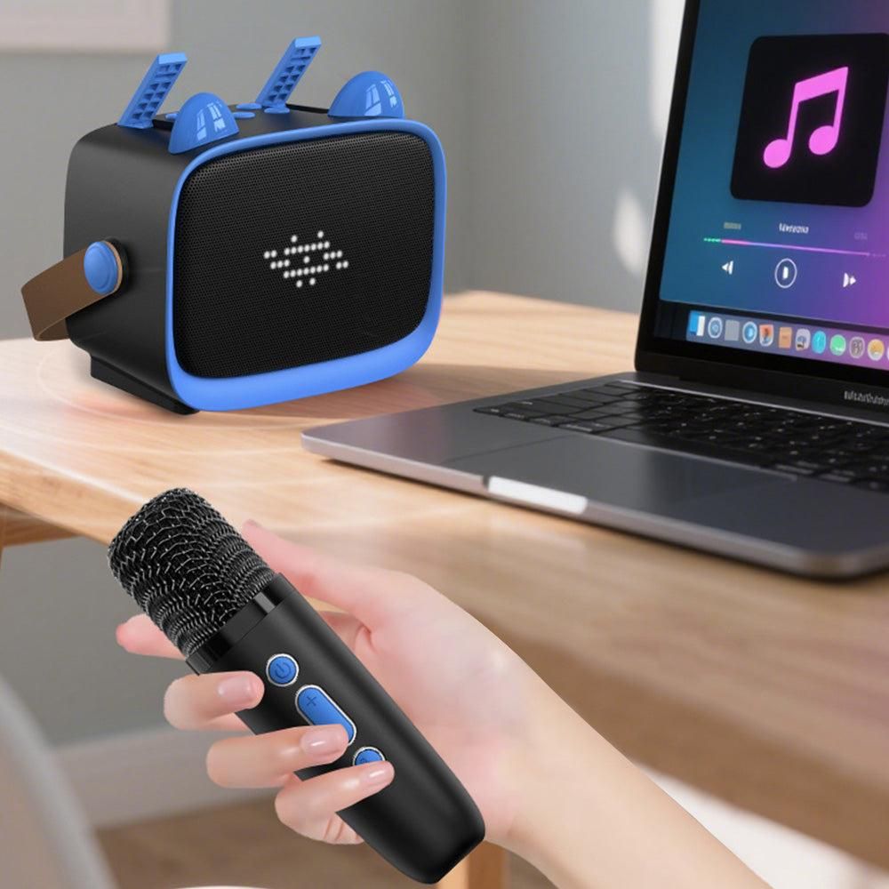 Mini Karaoke Machine - Portable MP3 Player with 2 Wireless Mics Toys & Gifts Blue