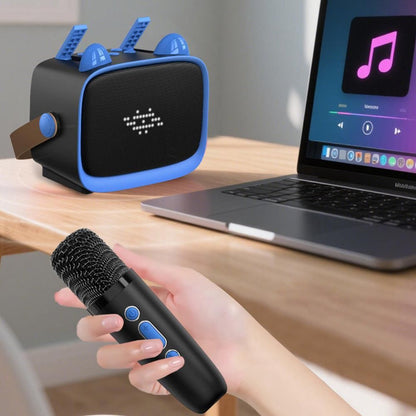 Mini Karaoke Machine - Portable MP3 Player with 2 Wireless Mics Toys & Gifts Blue