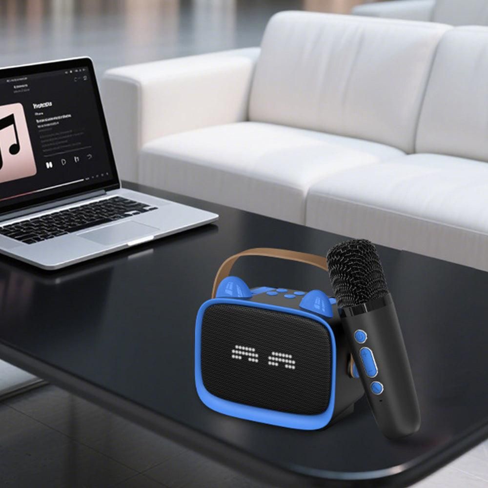 Mini Karaoke Machine - Portable MP3 Player with 2 Wireless Mics Toys & Gifts Blue
