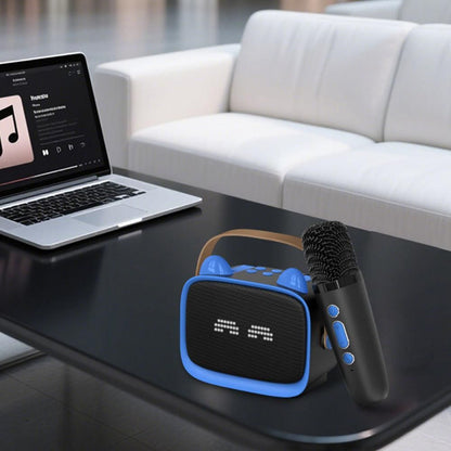 Mini Karaoke Machine - Portable MP3 Player with 2 Wireless Mics Toys & Gifts Blue