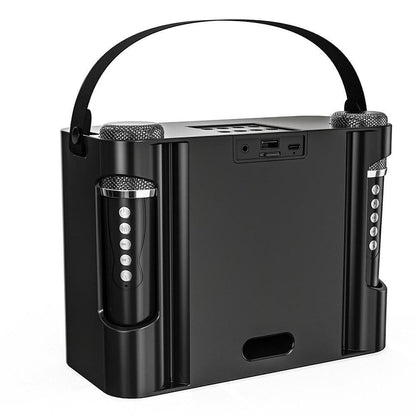 Portable Bluetooth 5.3 Speaker with 2 Wireless Microphones Home Karaoke Speaker Machine Black