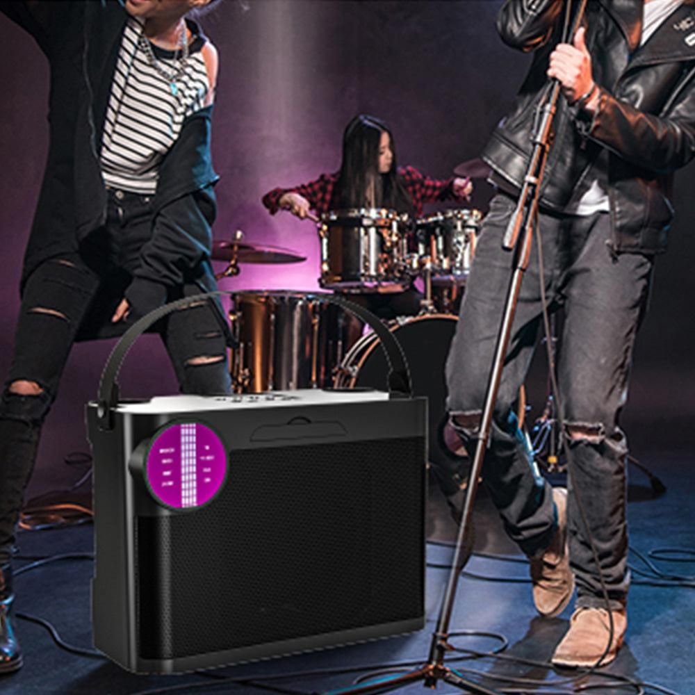 Portable Bluetooth 5.3 Speaker with 2 Wireless Microphones Home Karaoke Speaker Machine Black