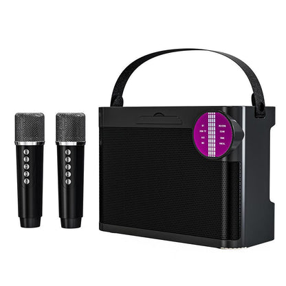 Portable Bluetooth 5.3 Speaker with 2 Wireless Microphones Home Karaoke Speaker Machine White