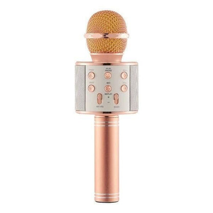 Handheld Wireless Bluetooth Microphone with Speaker for IOS Android Phone Computer 1800mAh Battery Gold