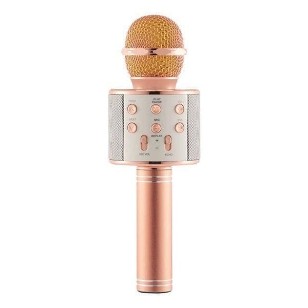 Handheld Wireless Bluetooth Microphone with Speaker for IOS Android Phone Computer 1800mAh Battery Rose Gold