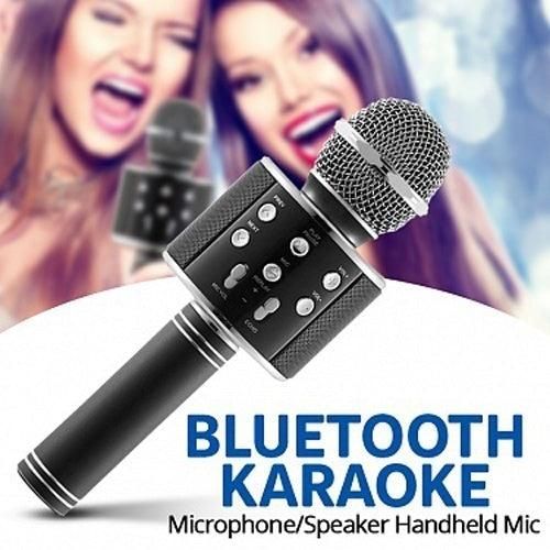 Handheld Wireless Bluetooth Microphone with Speaker for IOS Android Phone Computer 1800mAh Battery Black