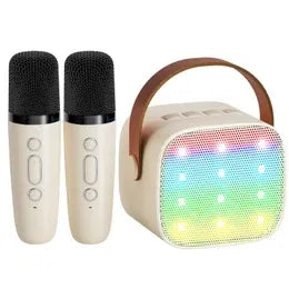 Mini Karaoke Machine with 2 Wireless Microphones Portable Bluetooth Speaker